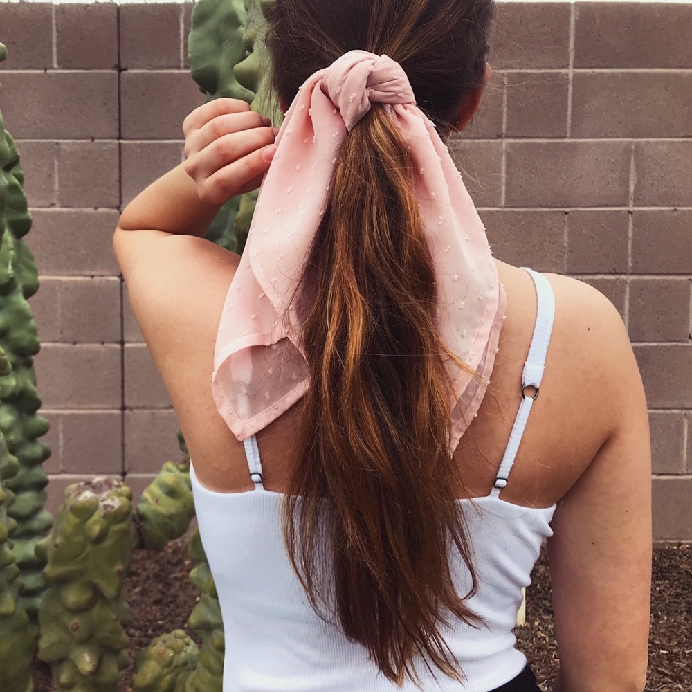 Light Pink Fabric Dot Hair Scarf